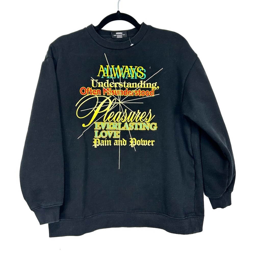 PLEASURES black crewneck embroidered sweatshirt S1